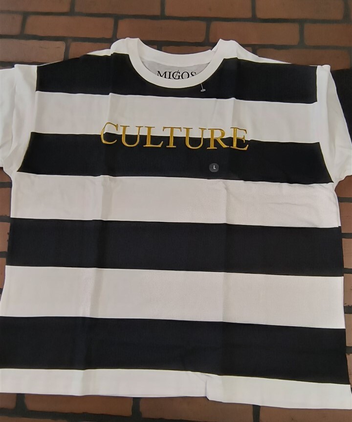 MIGOS – 2018 Embroidered Striped Culture shirt ~Licensed / Never Worn~ M L XL