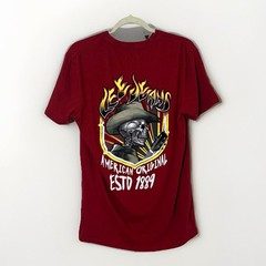 Lee Jeans T-Shirt Men’s Small Graphic Print Cowboy Skeleton Brick Red Tee
