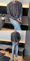 Men’s Distressed Long Sleeve T-Shirt Harajuku Aesthetic Ripped Pullover Top
