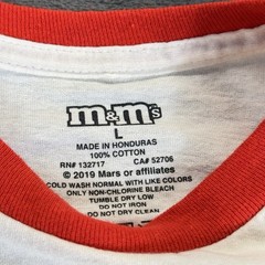 M&Ms Sz L Mars Candy Ringer T-shirt Pride Month Rainbow Retro Style Colorful