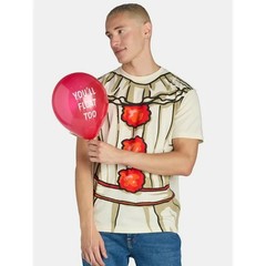 Pennywise IT Men’s Halloween Graphic Costume Tee, Multicolor Size S(34/36)