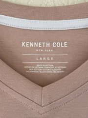 Kenneth Cole Large Knit V-Neck T-Shirt Adobe Soft $49