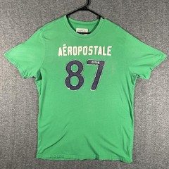 Aeropostale Shirt Mens XL Green 87 Applique Logo Y2K Distressed Streetwear