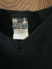 Ribbed Knit V Neck Cargo T-shirt XLarge