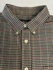 Orvis Country Twill Shirt Men L Check ButtonDown Long Sleeve Casual Dress Cotton