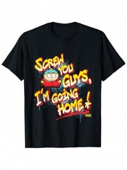 Funny “Screw You Guys” South Park Style Black Cotton Cartoon Graphic Humor Tee