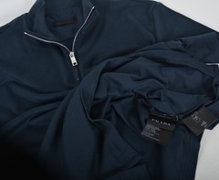 Men’s Prada Navy Blue Zip-Up Polo Shirt M Short Sleeve