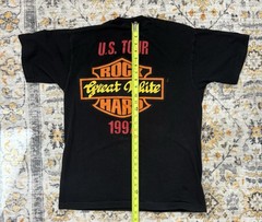Vintage Great White 1997 US Tour Black T Shirt Size M/L Shark Motorcycle Single