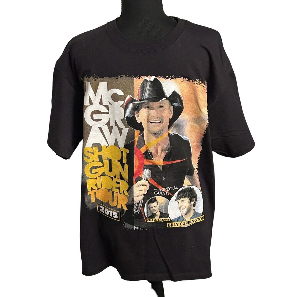 Tim McGraw T Shirt Men’s Size Large Black Shotgun Rider 2015 Concert Tour