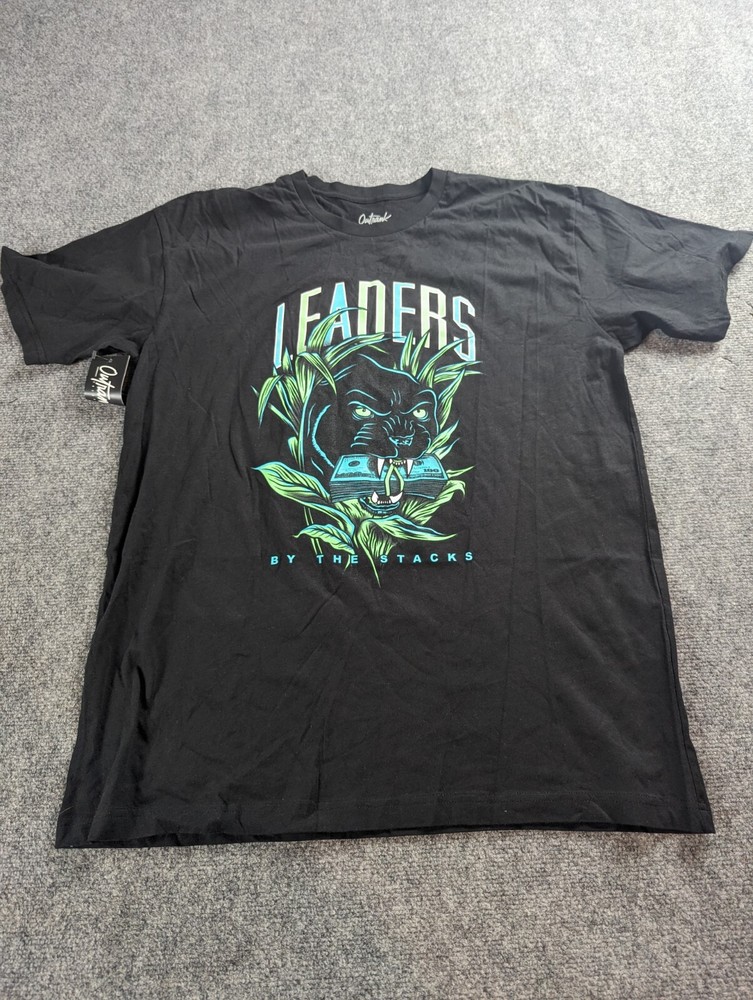 Outrank T-Shirt Men’s L Black Graphic Print Leaders NWT
