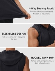 Sleeveless Hoodies for Men UPF 50+ Moisture Wicking Breathable Workout Athlet…
