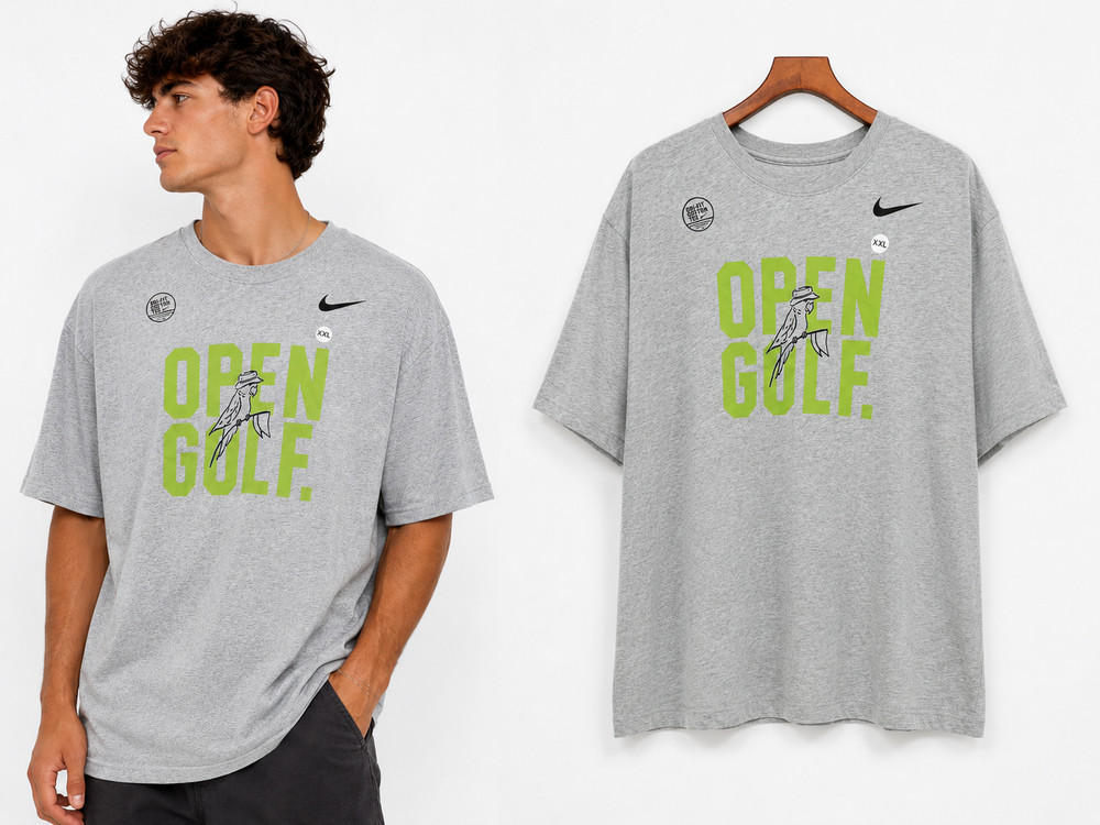 Nike Golf Dri-Fit Men’s XXL Heather Gray Open Golf Parrot Graphic T-Shirt