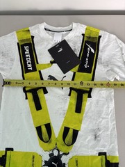 Puma A$Ap Rocky Distressed Seat Belt Graphic White Lime Green T Shirt SAMPLE XXS