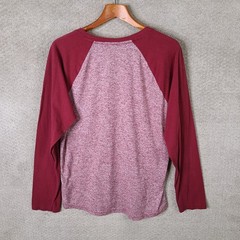 Brooklyn Cloth Shirt Mens XL Red Marled Henley Raglan Cotton Blend Long Sleeve