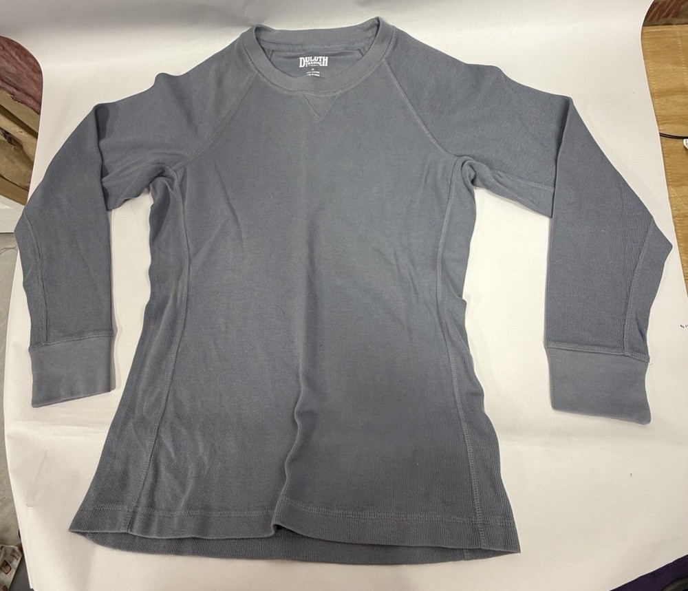 Duluth Trading Co Mens Size Small Gray Waffle Knit Thermal LS Crew Tees B14