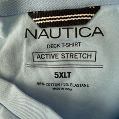 Nautica Pocket T-Shirt Mens Sz 5XLT Big Tall Noon Blue Short Sleeve Stretch NEW