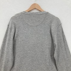 Chaps Henley Thermal Shirt Mens Large Gray Waffle Knit Casual Preppy Travel NWT