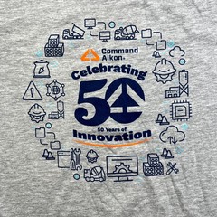 Gildan Softstyle CVC T-Shirt Mens M Gray Command Alkon 50th Anniversary Graphic
