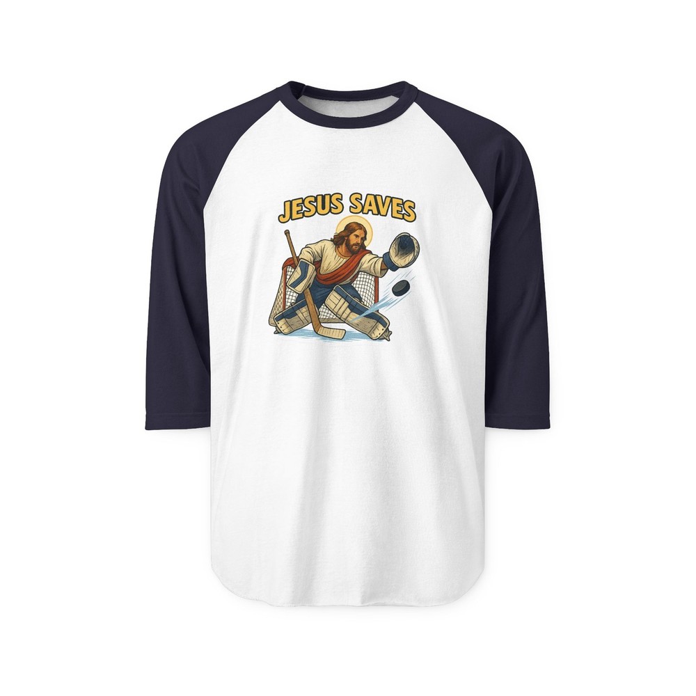 Vintage Jesus Saves Hockey Raglan Shirt, Christian Sports Tee, Unisex Baseball