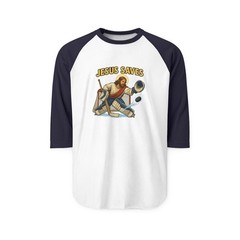Vintage Jesus Saves Hockey Raglan Shirt, Christian Sports Tee, Unisex Baseball