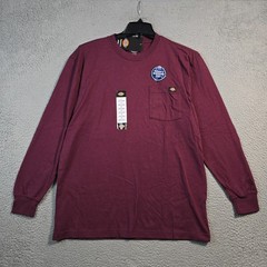 Dickies Heavyweight SHIRT Mens MEDIUM Red Burgundy Work Relaxed Long Sleeve NWT