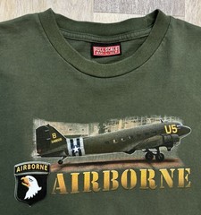 Vintage D-Day Night Of Nights Airborne T-Shirt Large Olive Green WWII Normandy