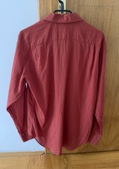 COBRA S.C. Men’s Rust Red Textured 100% Cotton Long Sleeve Shirt – Made in Italy