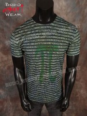 Mens T Shirt Black Computer Code All Over Print Sublimation Designs Slim Stretch