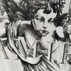 Amiri Angel Cherub Engraving Graphic Tee Cream White Designer Size L