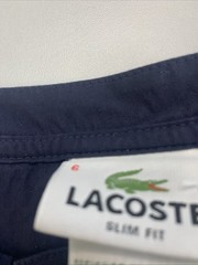 Lacoste Henley Neck Cut And Sew Waffle Linen Blend Long Sleeve 6 Navy Blue