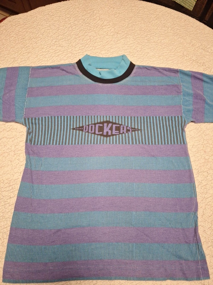 Vtg 90 Levis Dockers Graphic Shirt Med Dockers Logo Hipster Retro Geometrical