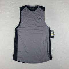 Under Armour Shirt Men Medium Gray Black Fitted Heatgear Performance T-Shirt NEW
