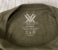 Vortex Optics Shirt Mens Lg 21” X 28” Black Logo Green T Shirt