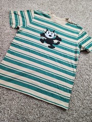 Felix The Cat T Shirt Mens Medium Green Striped Short Sleeve Cotton Graphic
