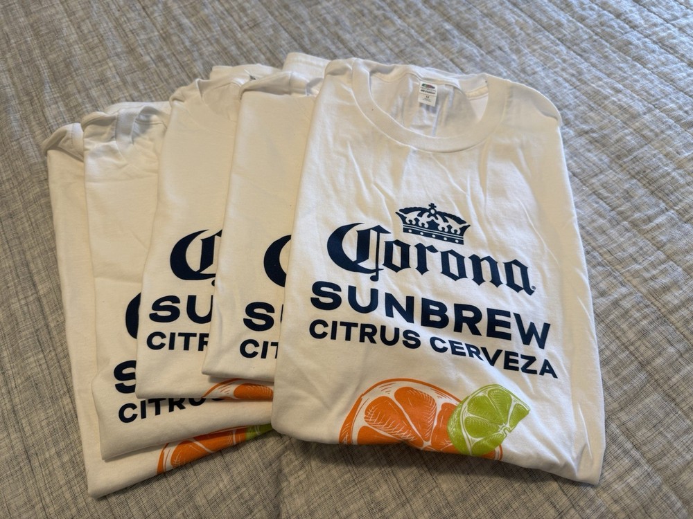 Set Of 5 New Corona Sunbrew Cerveza Citrus T-shirt Unisex Medium Cotton White