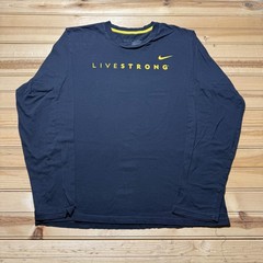 Vintage Y2K Nike Livestrong Mini Swoosh Sports Athletics Long Sleeve Shirt Large