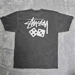 Stüssy T Shirt Mens XL Gray Dice Pigment Dyed Short Sleeve Crew Neck