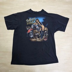 3D Emblem American Biker Wild Breed T Shirt Large Black Motorcycle Wolf Graphic