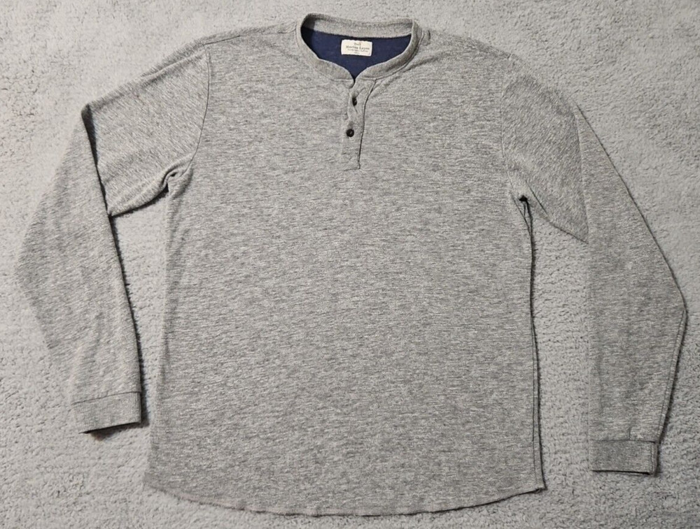 Marine Layer Gray Henley Shirt Men’s Large Long Sleeve Lined Thick Poly Cotton