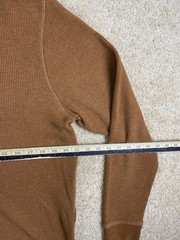 Members Mark T-Shirt Mens Large Ribbed V-Notch Thermal Waffle Knit Brown