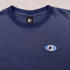 Vintage Starter Athletic T-Shirt Men’s XXL Blue Geometric Embroidered Logo Crew