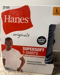 Hanes Men’s stretch T-shirt Short Sleeve Cotton White,Black,Gray L , 3-Pack