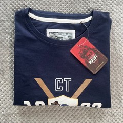 Cotton Traders Shirt Mens 2XL Navy Rugby 1987 Heritage Creck Neck Top Tee