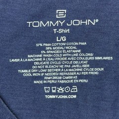 Tommy John V Neck T Shirt Men LARGE Blue Pima Cotton Stretch DUTZZ33CM1 Lounge