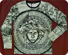 Versace Men’s Medusa Warrior Baroque Long Sleeve T-Shirt Black Silver Size 3XL
