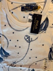 Polo Ralph Lauren WHITE S/S T-SHIRT W/ SAILBOATS – STARS & ANCHORS – SZ 2XB NWT