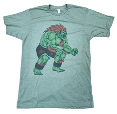 BLANKA Video Gamer STREET Fighter Classic Shirt green vintage graphic