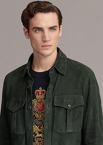 BEST SELLING New Men’s Green Suede Shirt 100% Soft Lambskin Style Slim Fit Shirt
