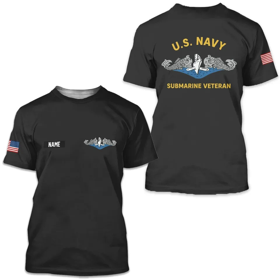 Custom Name US Navy Submarine Service Enlisted AOP 3D T-shirt HS593