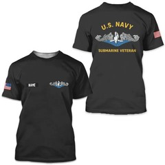 Custom Name US Navy Submarine Service Enlisted AOP 3D T-shirt HS593